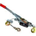 Лебёдка ручная рычажная 4 т. со стальным тросом 5,5 мм, 3,3 м. 3 крюка